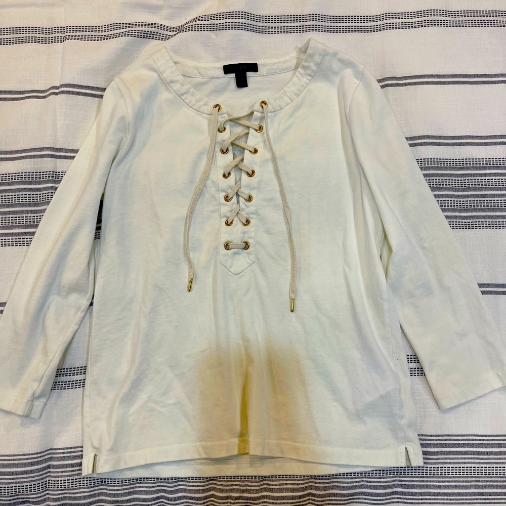Women's White Lace-Up Top - J Crew